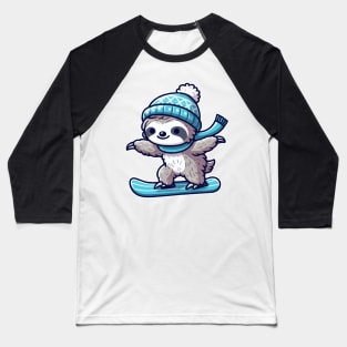 Cute sloth Snowboarding Baseball T-Shirt